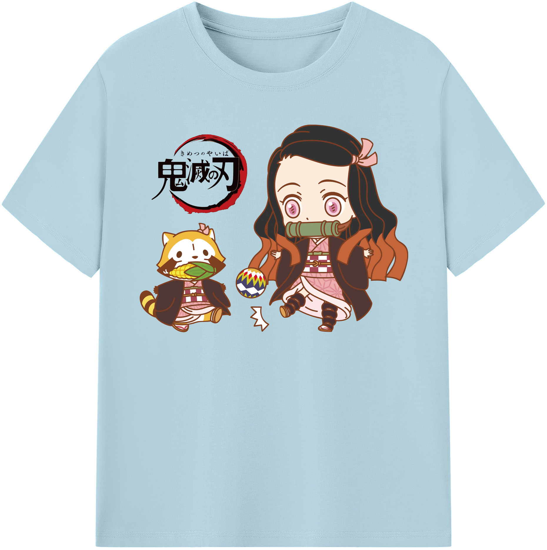 （画像用） 鬼滅の刃（きめつのやいば）竈門 禰󠄀豆子／かまど ねずこ Kamado Nezuko 綿100％半袖Tシャツ（フロントプリント）